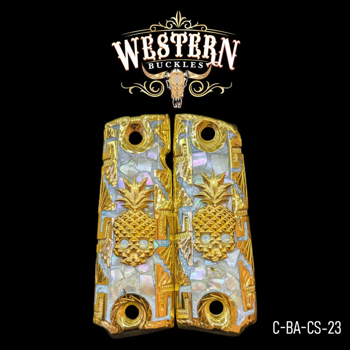 1911 Full Size Pearl Resin Pineapple Skull-The Western Buckles