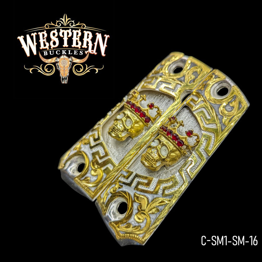 1911 Full Size Skull Gold with Zircoins-The Western Buckles