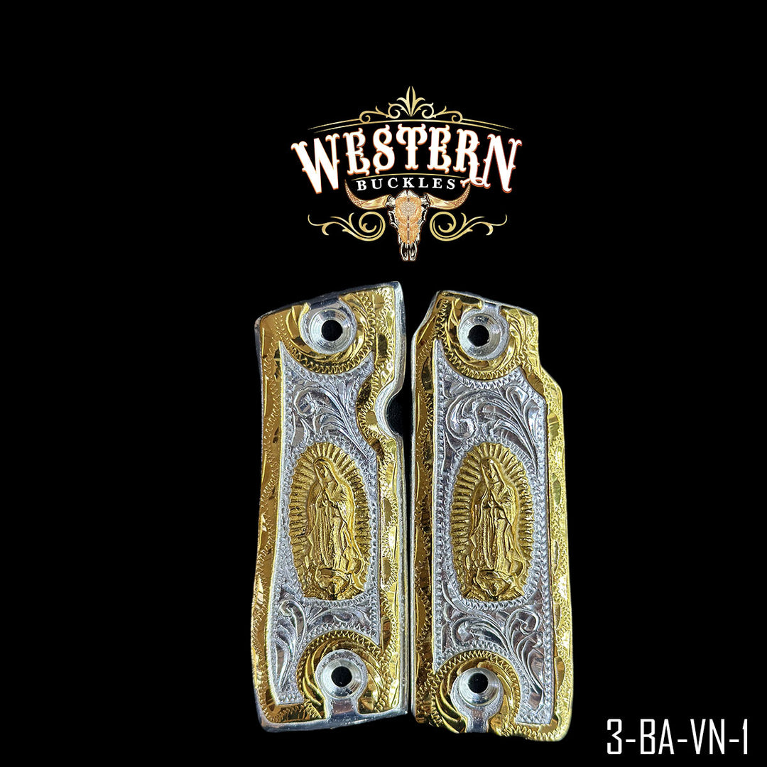 Colt 1911 Virgin of Guadalupe Gun Grips | Handcrafted by Western Buckles | SKU 3-BA-VN-1