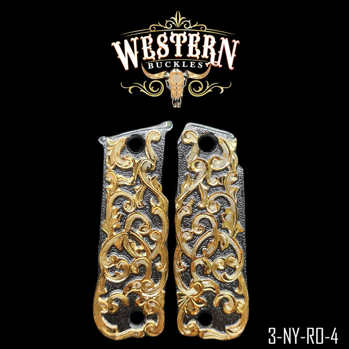Colt Mustang .380 Cachas — Hand-Engraved | Handcrafted by Western Buckles | SKU 3-NY-RO-4