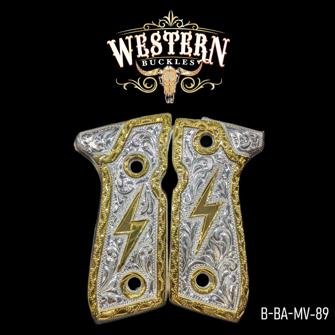 Beretta 92FS Gun Grips — Hand-Engraved | Handcrafted by Western Buckles | SKU B-BA-MV-89