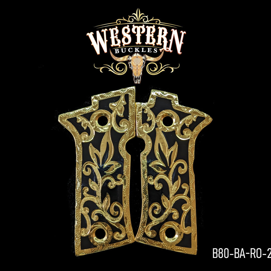 Beretta 80X Cachas — Artisan Resin | 24K Gold Plated | Handcrafted by Western Buckles | SKU B80-BA-RO-2