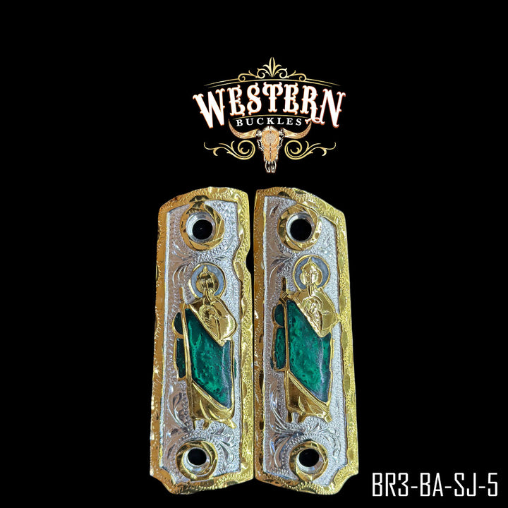 1911 San Judas Gun Grips | Handcrafted by Western Buckles | SKU BR3-BA-SJ-5