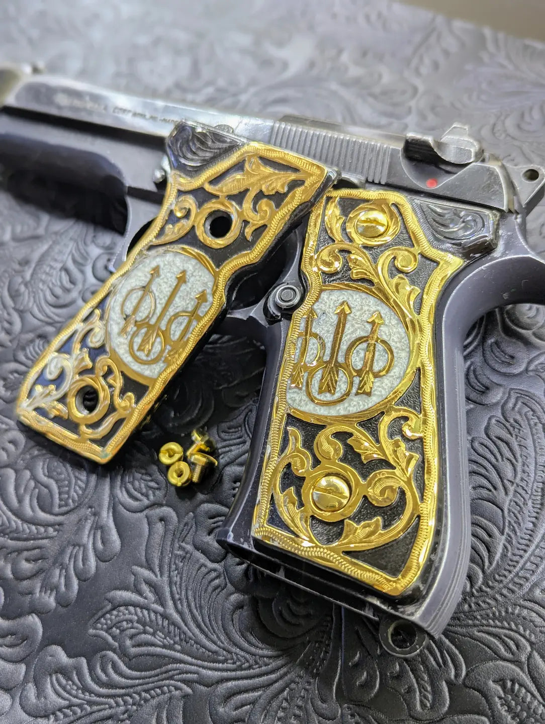 Fullsize 92FS Beretta Gold and Black Nickel with Resin-The Western Buckles