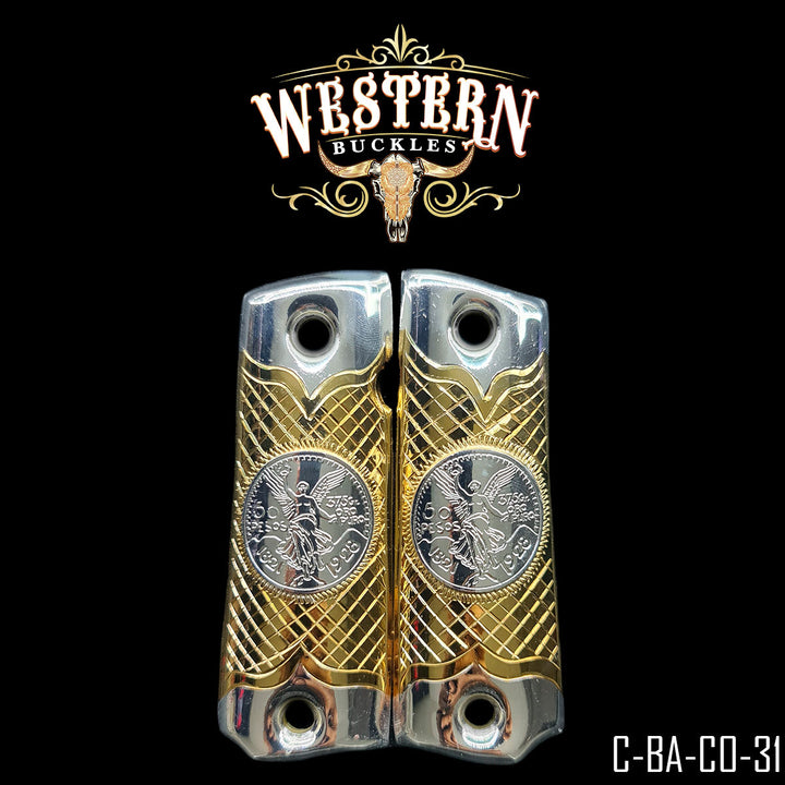 1911 Centenario Cachas — Hand-Engraved | 24K Gold Plated &amp; .925 Silver Plated | Handcrafted by Western Buckles | SKU C-BA-CO-31
