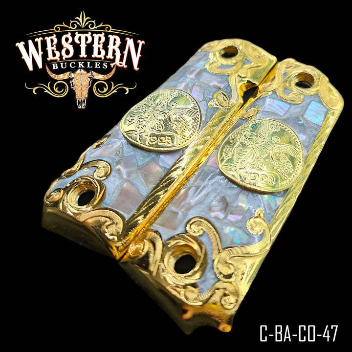 1911 Centenario Cachas — Artisan Resin — Detail View | Western Buckles Handcrafted | SKU C-BA-CO-47