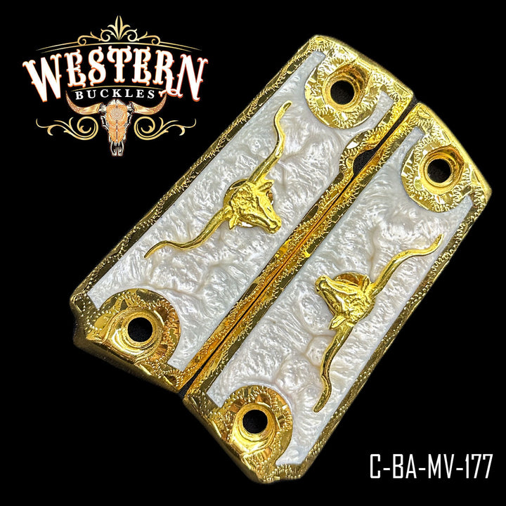 Taurus Cachas — Artisan Resin — Detail View | Western Buckles Handcrafted | SKU C-BA-MV-177