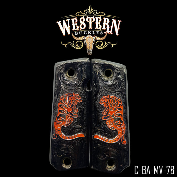 Colt 1911 Cachas — Nickel | Handcrafted by Western Buckles | SKU C-BA-MV-78