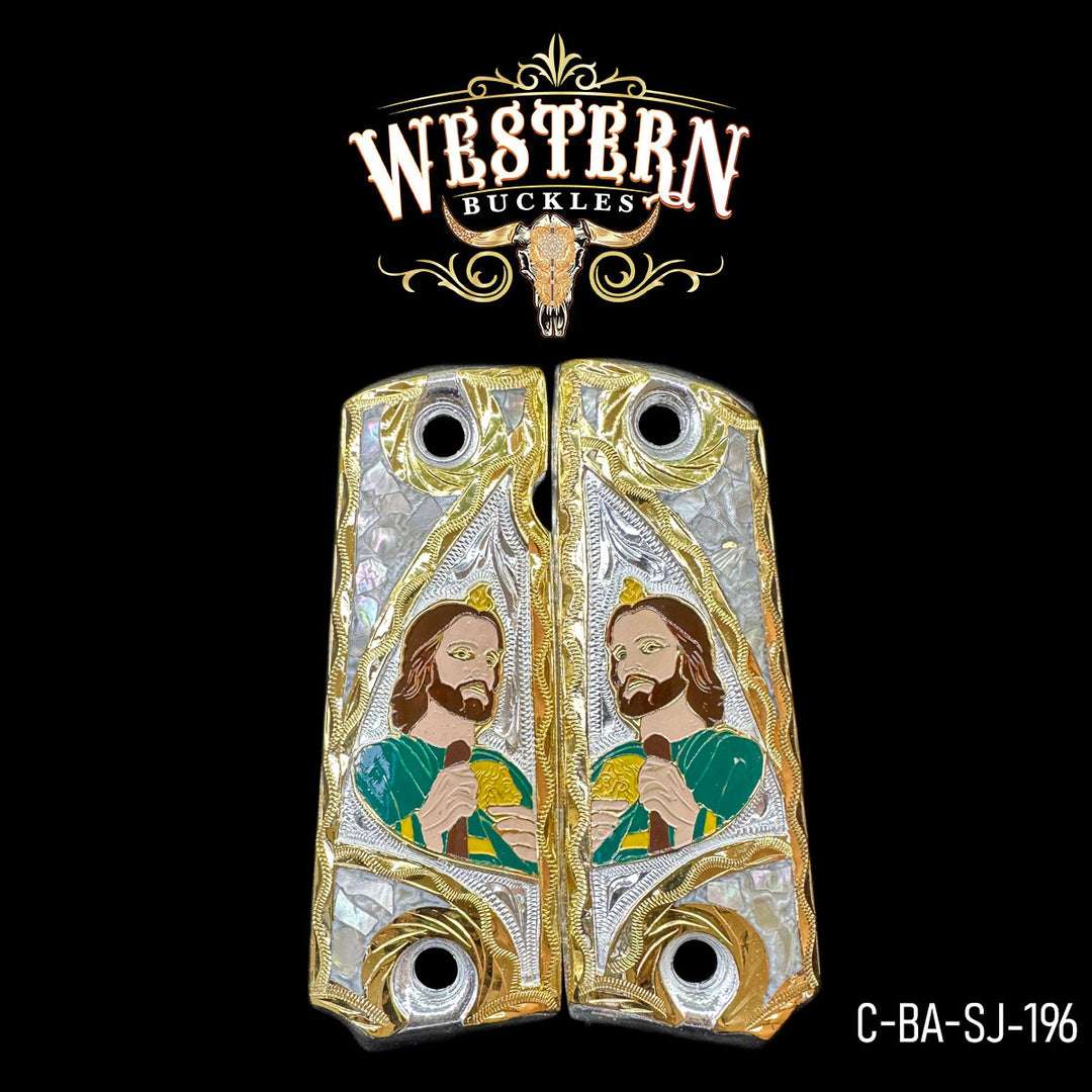 1911 Saint Jude Cachas — Artisan Resin | Handcrafted by Western Buckles | SKU C-BA-SJ-196
