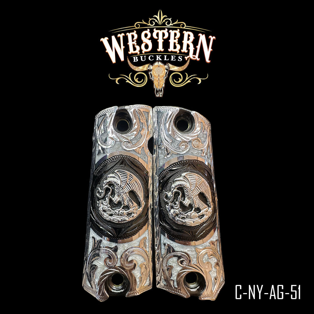 Colt 1911 Eagle Cachas — Artisan Resin | Handcrafted by Western Buckles | SKU C-NY-AG-51