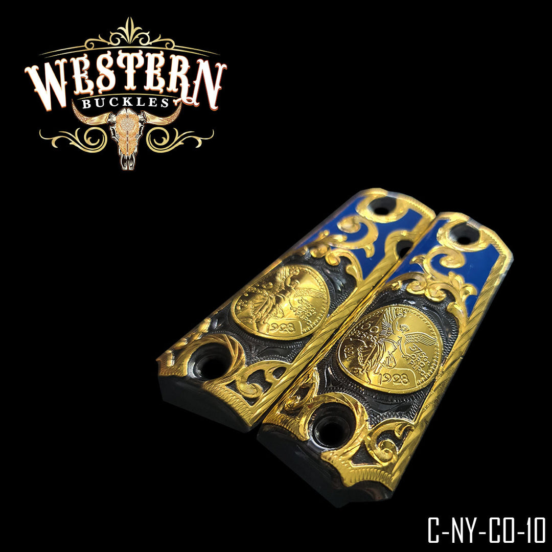 1911 Centenario Cachas — Artisan Resin — Detail View | Western Buckles Handcrafted | SKU C-NY-CO-10