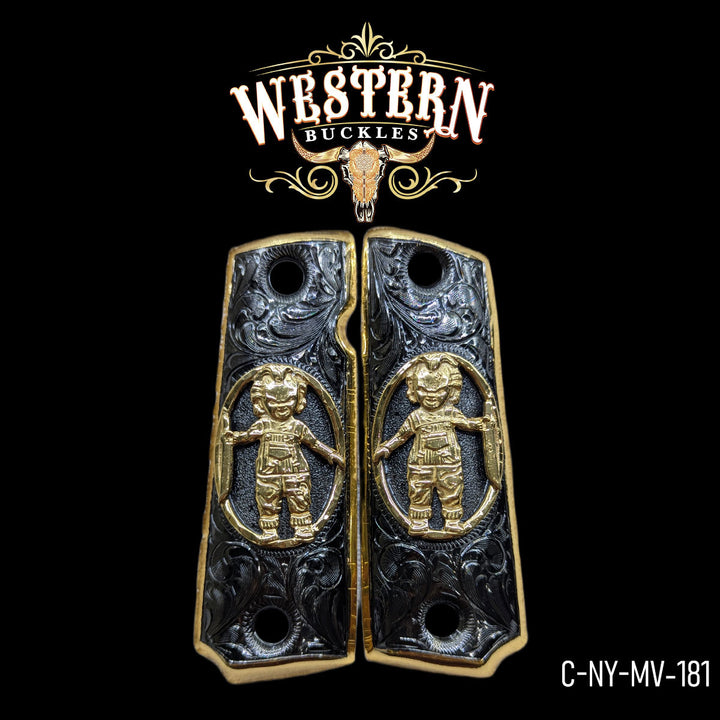 1911 Cachas — 24K Gold Plated &amp; Black Nickel | Handcrafted by Western Buckles | SKU C-NY-MV-181