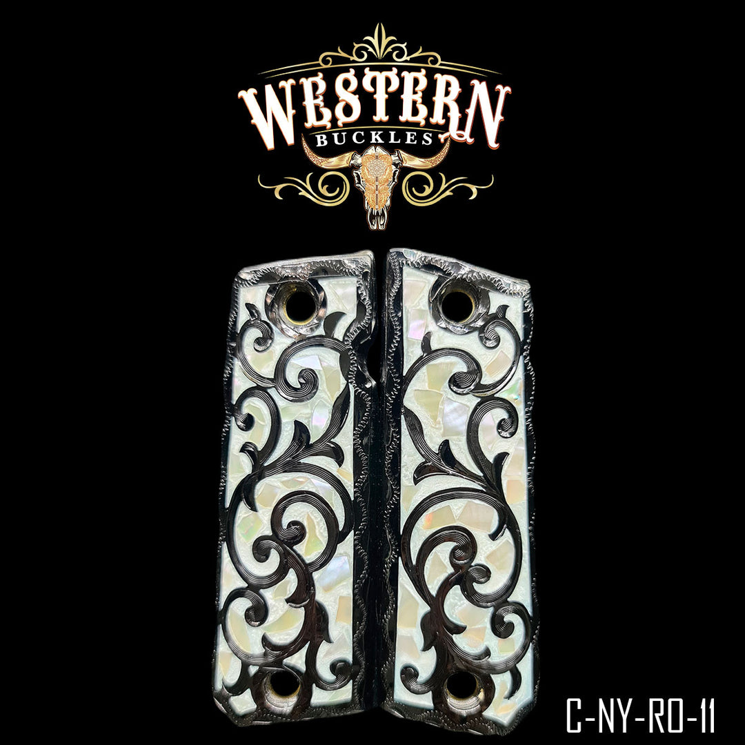 1911 Cachas — Hand-Engraved | Handcrafted by Western Buckles | SKU C-NY-RO-11