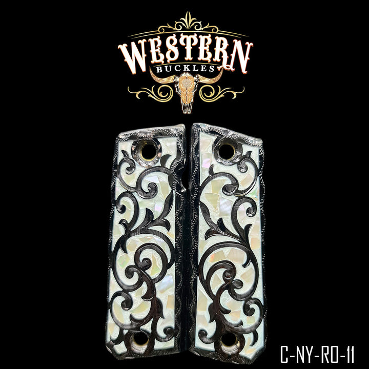 1911 Cachas — Hand-Engraved | Handcrafted by Western Buckles | SKU C-NY-RO-11