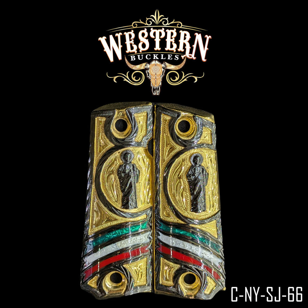 1911 San Judas Gun Grips | Handcrafted by Western Buckles | SKU C-NY-SJ-66