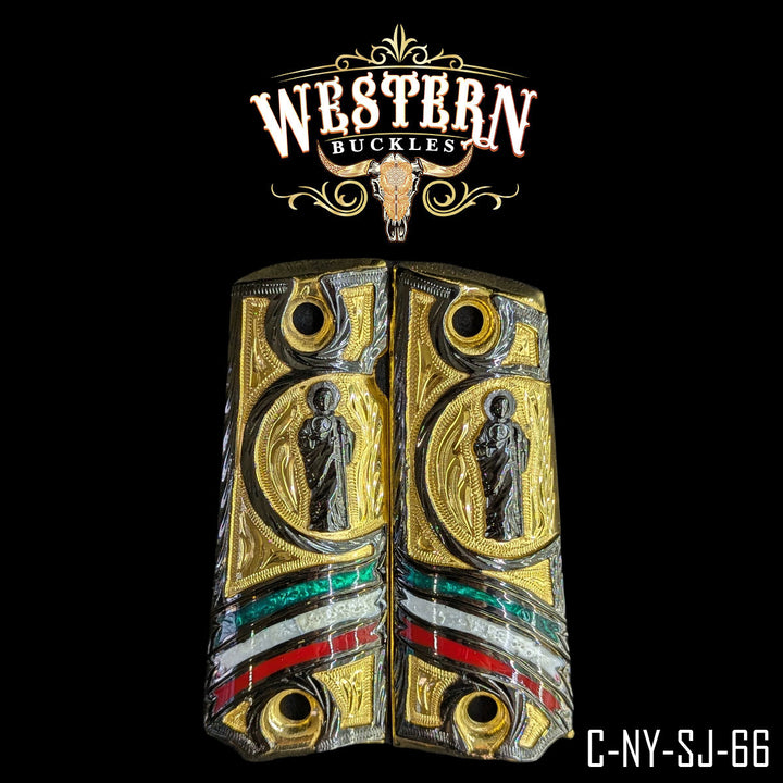 1911 San Judas Gun Grips | Handcrafted by Western Buckles | SKU C-NY-SJ-66