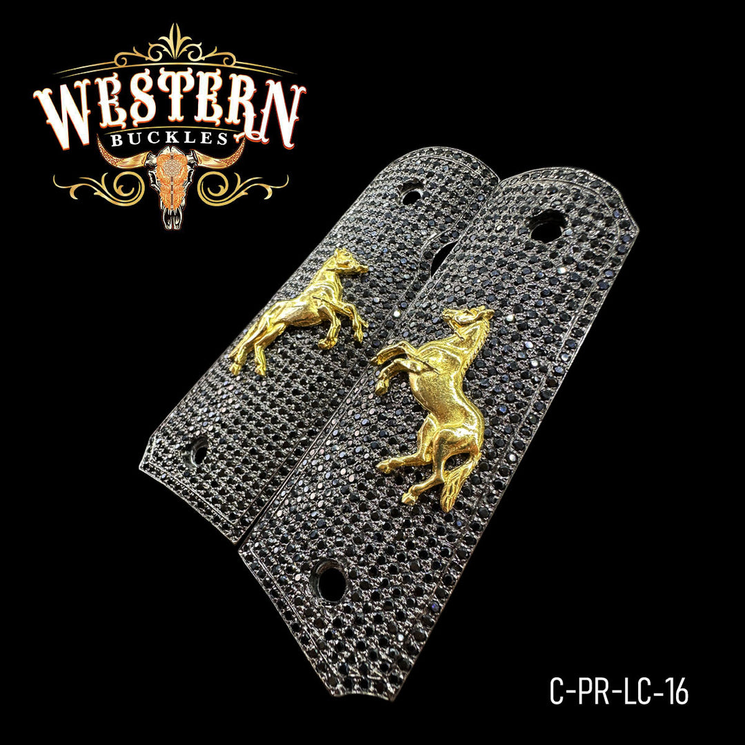 Colt 1911 Horse Gun Grips — Detail View | Western Buckles Handcrafted | SKU C-PR-LC-16