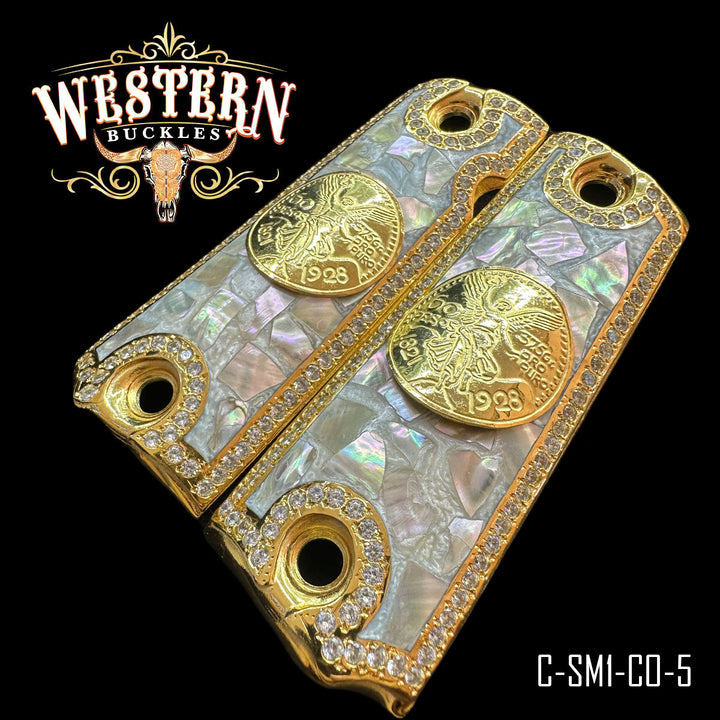 1911 Centenario Gun Grips — Detail View | Western Buckles Handcrafted | SKU C-SM1-CO-5