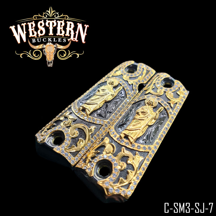 1911 San Judas Cachas — Detail View | Western Buckles Handcrafted | SKU C-SM3-SJ-7