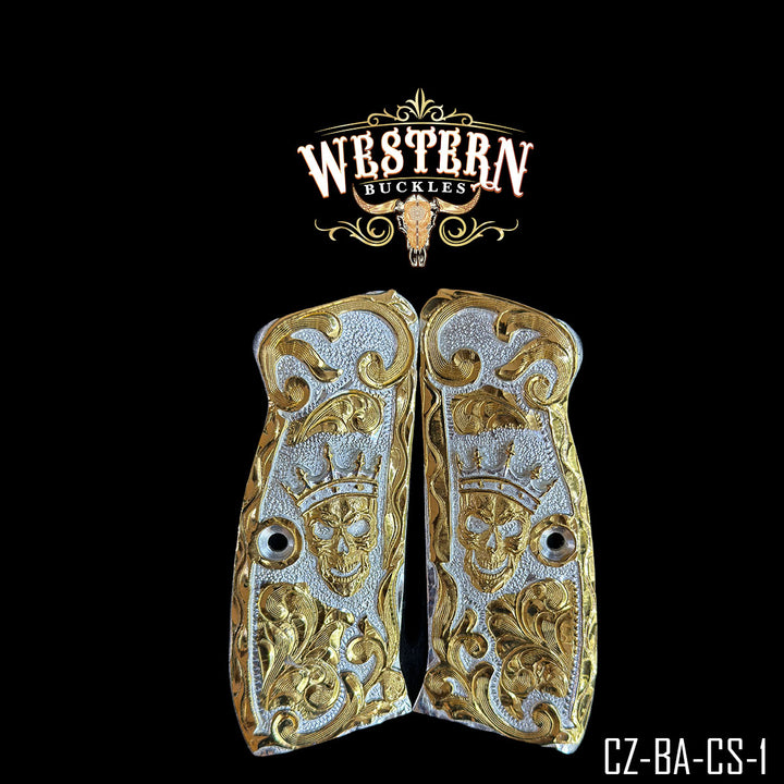 CZ 9mm Skull Cachas | Handcrafted by Western Buckles | SKU CZ-BA-CS-1