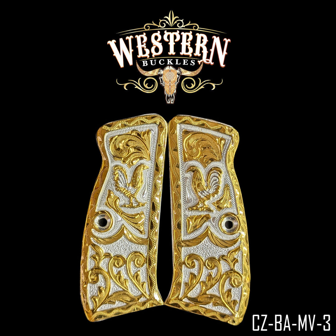 CZ 9mm Rooster Gun Grips | Handcrafted by Western Buckles | SKU CZ-BA-MV-3