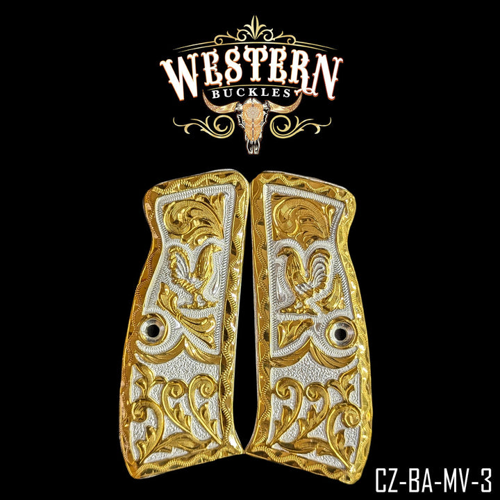 CZ 9mm Rooster Gun Grips | Handcrafted by Western Buckles | SKU CZ-BA-MV-3