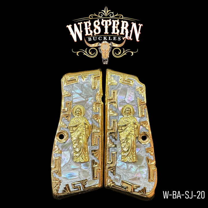 Cacha Browning San Judas Oro y Resina-The Western Buckles