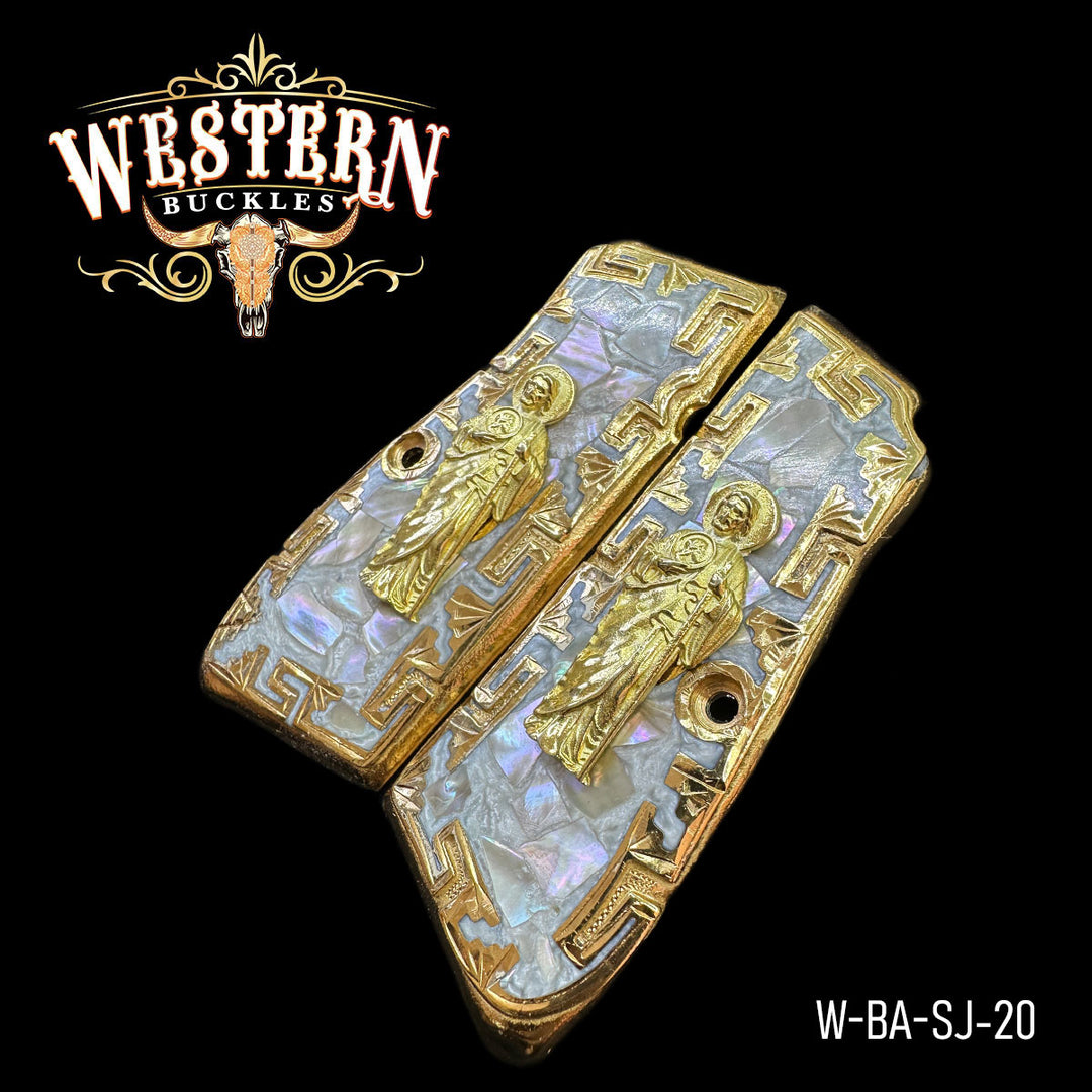 Cacha Browning San Judas Oro y Resina-The Western Buckles
