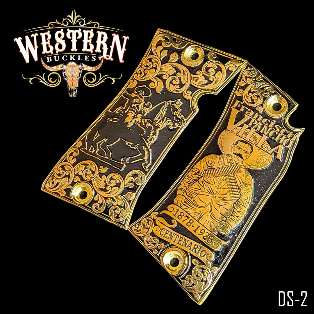 Star Pancho Villa Gun Grips — Detail View | Western Buckles Handcrafted | SKU DS-2