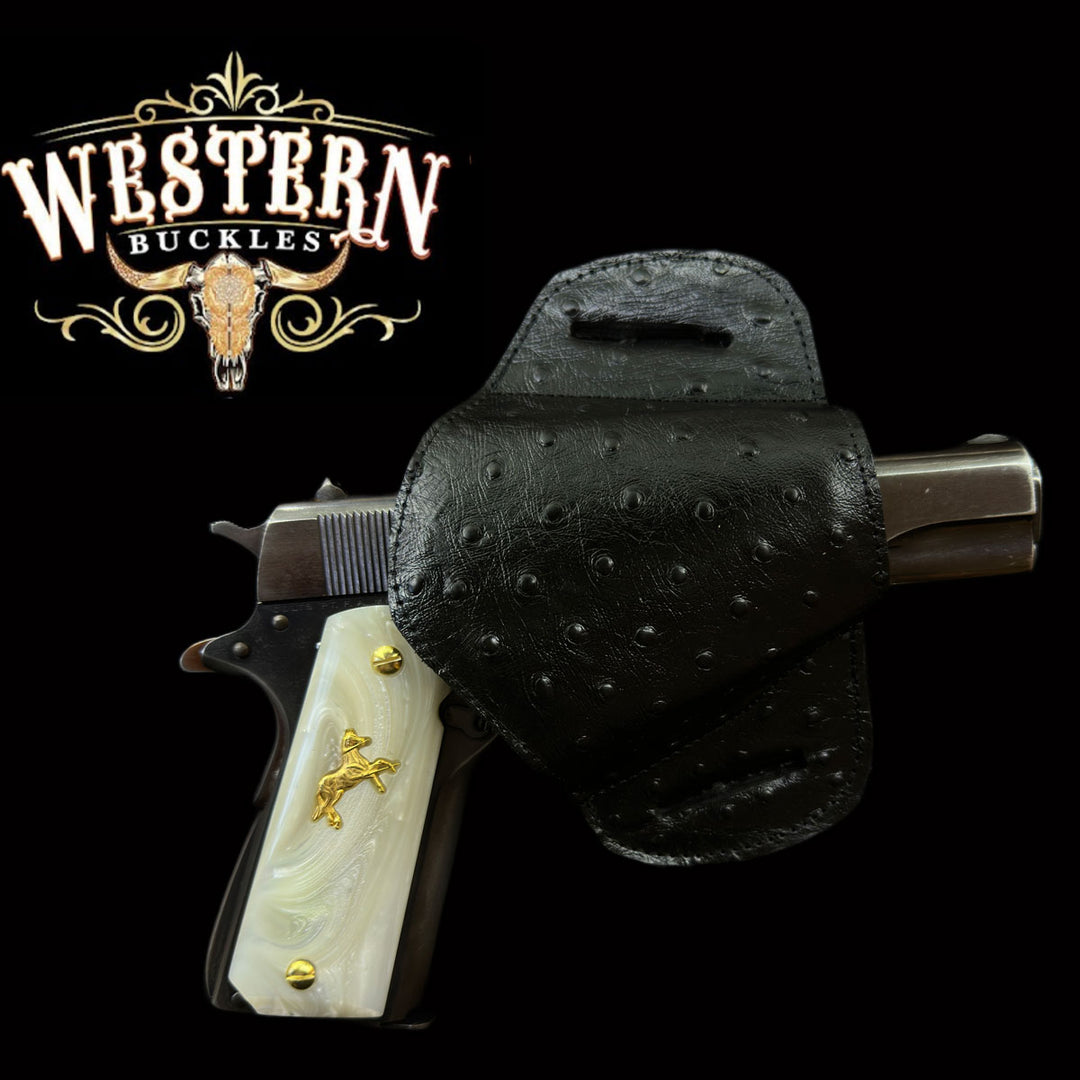Gun Holster Sintetic Black Ostrich-The Western Buckles