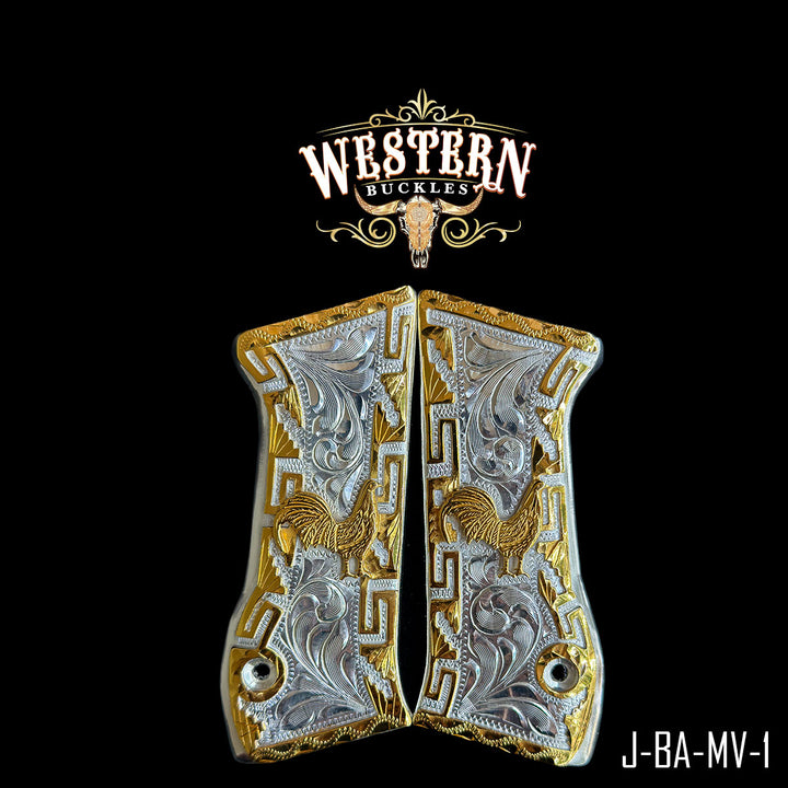 Rooster Cachas — 24K Gold Plated &amp; .925 Silver Plated | Handcrafted by Western Buckles | SKU J-BA-MV-1