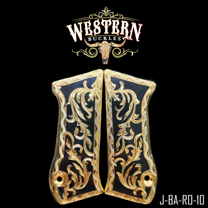 Gun Grips — Hand-Engraved | Handcrafted by Western Buckles | SKU J-BA-RO-10