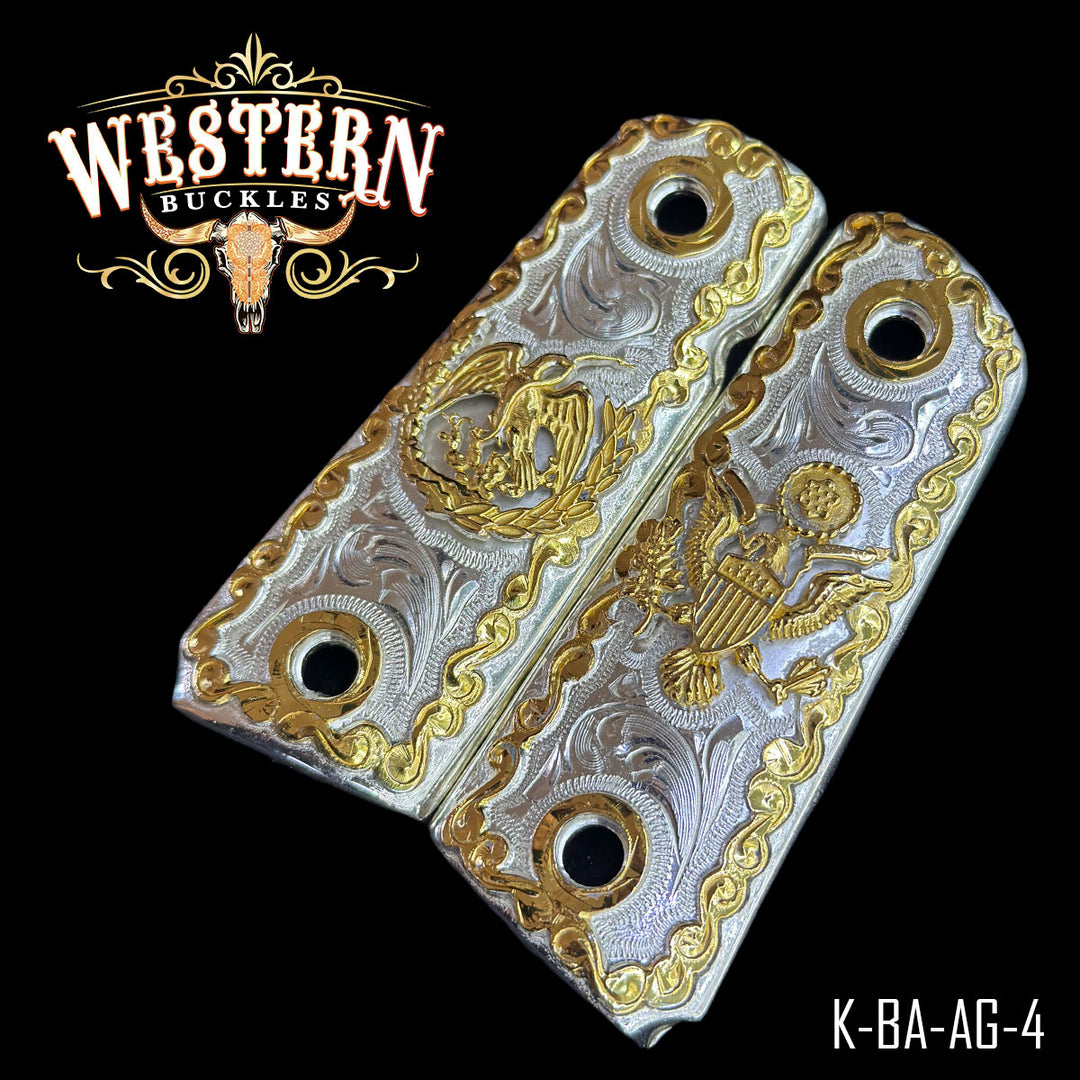 Colt 1911 Eagle Gun Grips — Detail View | Western Buckles Handcrafted | SKU K-BA-AG-4