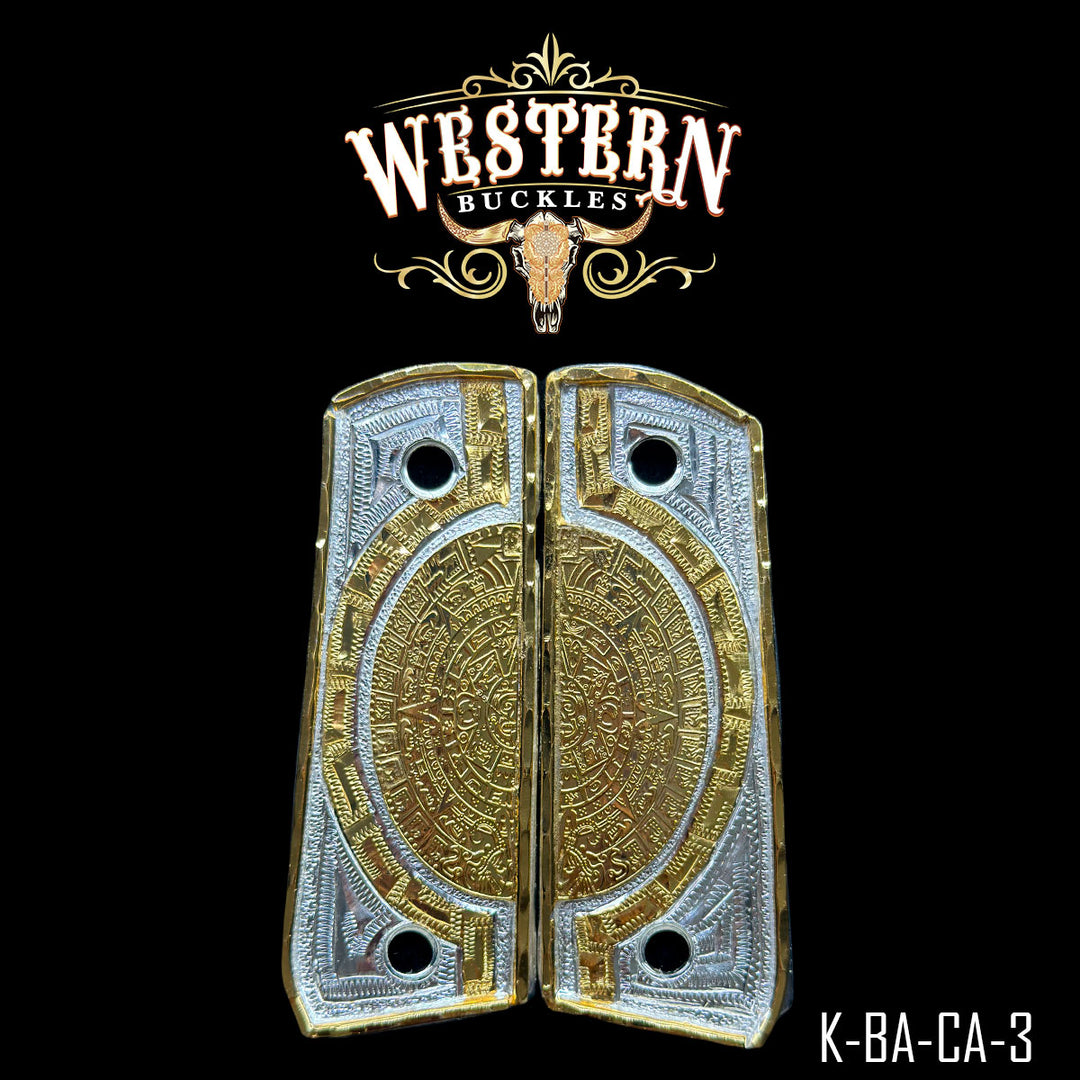 Colt 1911 Aztec Calendar Cachas | Handcrafted by Western Buckles | SKU K-BA-CA-3