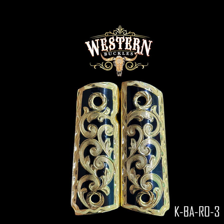 Colt 1911 Cachas — Hand-Engraved | Handcrafted by Western Buckles | SKU K-BA-RO-3