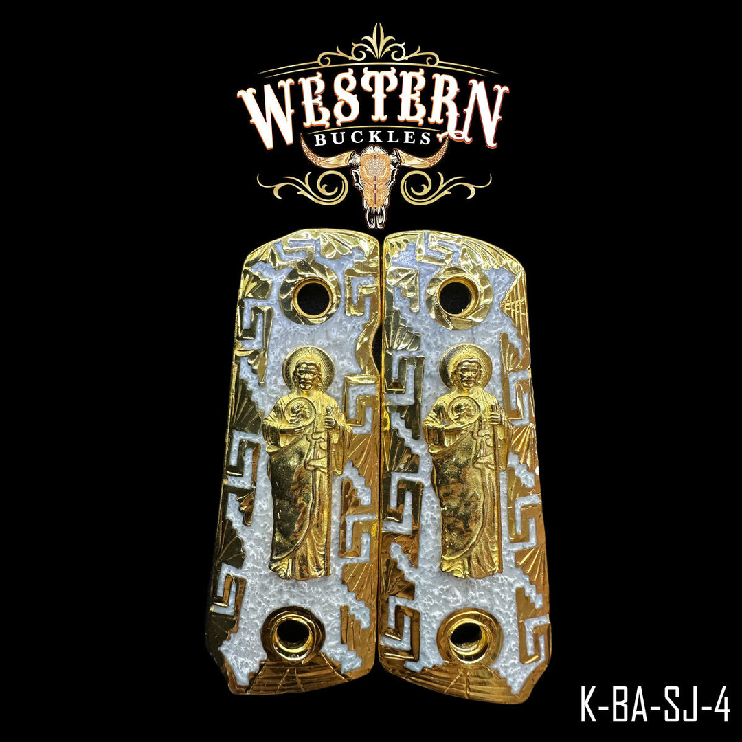 Colt 1911 San Judas Cachas | Handcrafted by Western Buckles | SKU K-BA-SJ-4