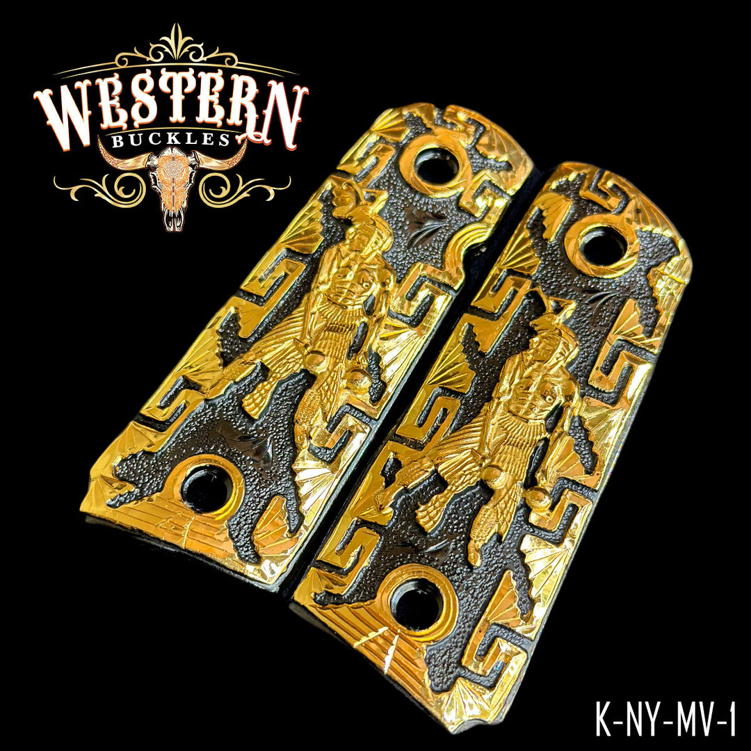 Colt 1911 Gun Grips — Detail View | Western Buckles Handcrafted | SKU K-NY-MV-1