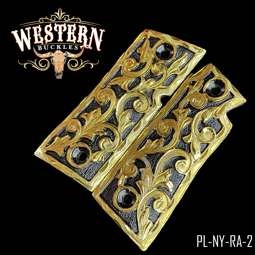 Colt 1911 Cachas — Hand-Engraved — Detail View | Western Buckles Handcrafted | SKU PL-NY-RA-2