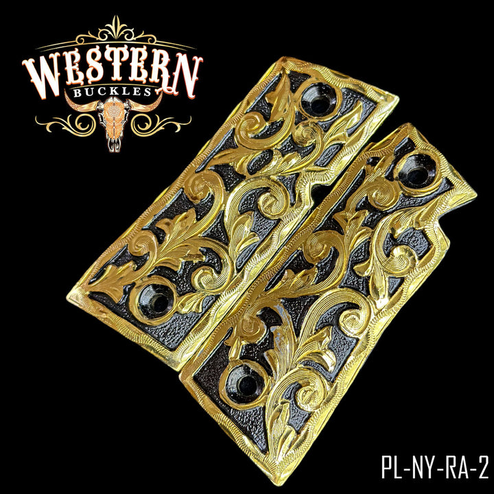 Colt 1911 Cachas — Hand-Engraved — Detail View | Western Buckles Handcrafted | SKU PL-NY-RA-2