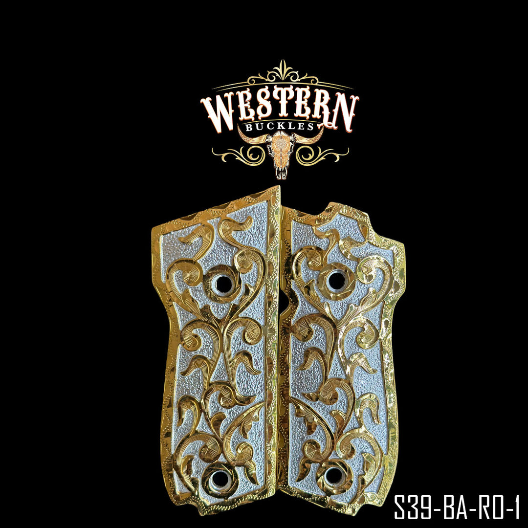 Smith & Wesson Gun Grips — Hand-Engraved | Handcrafted by Western Buckles | SKU S39-BA-RO-1