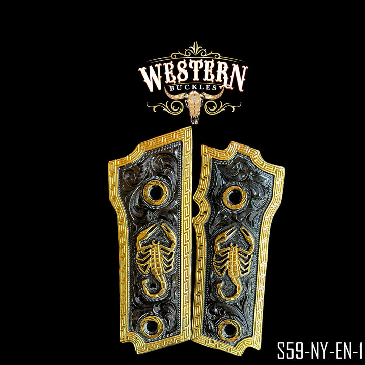 Scorpion Cachas — 24K Gold Plated | Handcrafted by Western Buckles | SKU S59-NY-EN-1