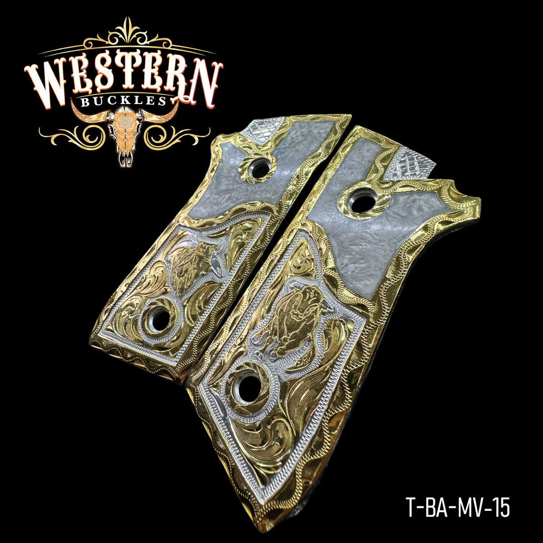 Taurus Pt 92 Logo Resina Y Oro-The Western Buckles