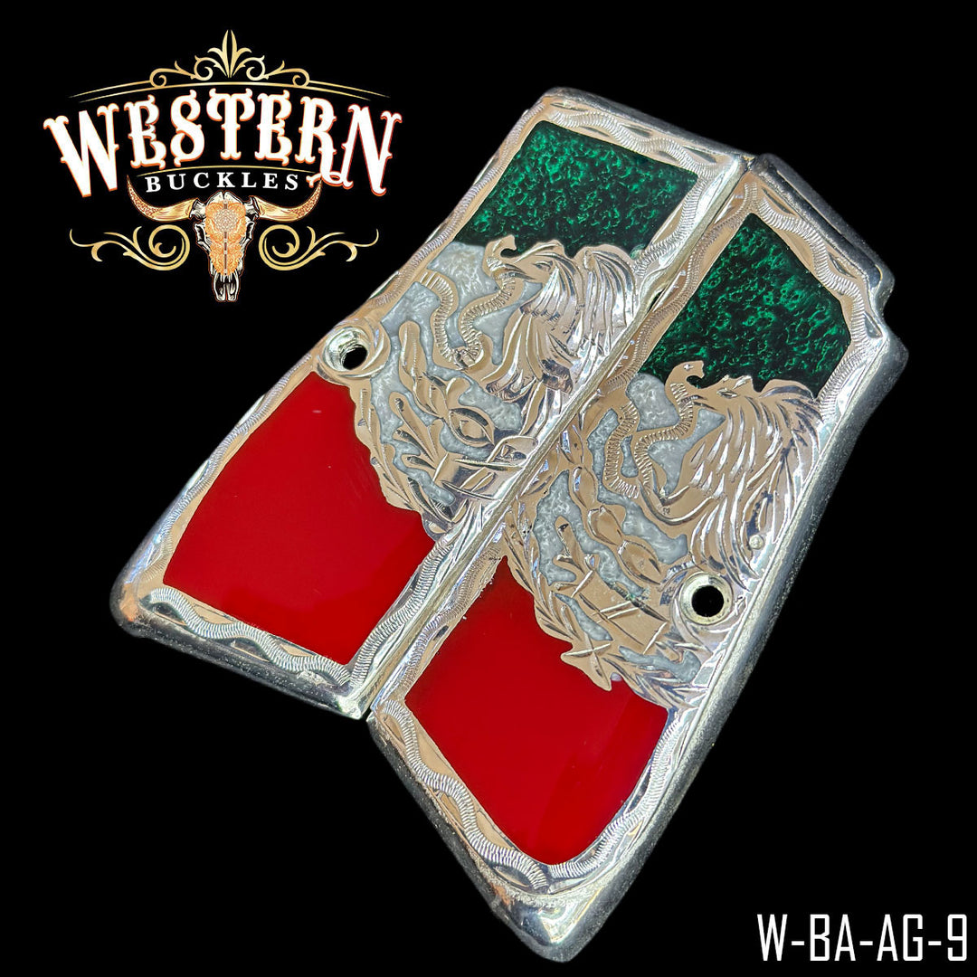 Browning HP Eagle Cachas — Detail View | Western Buckles Handcrafted | SKU W-BA-AG-9