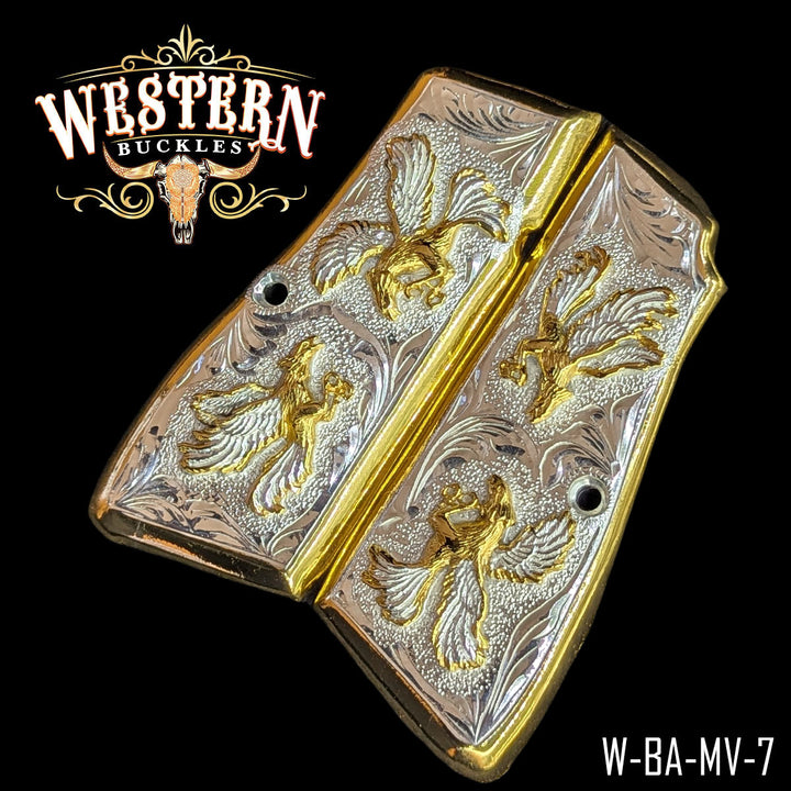 Browning HP Rooster Gun Grips — Detail View | Western Buckles Handcrafted | SKU W-BA-MV-7